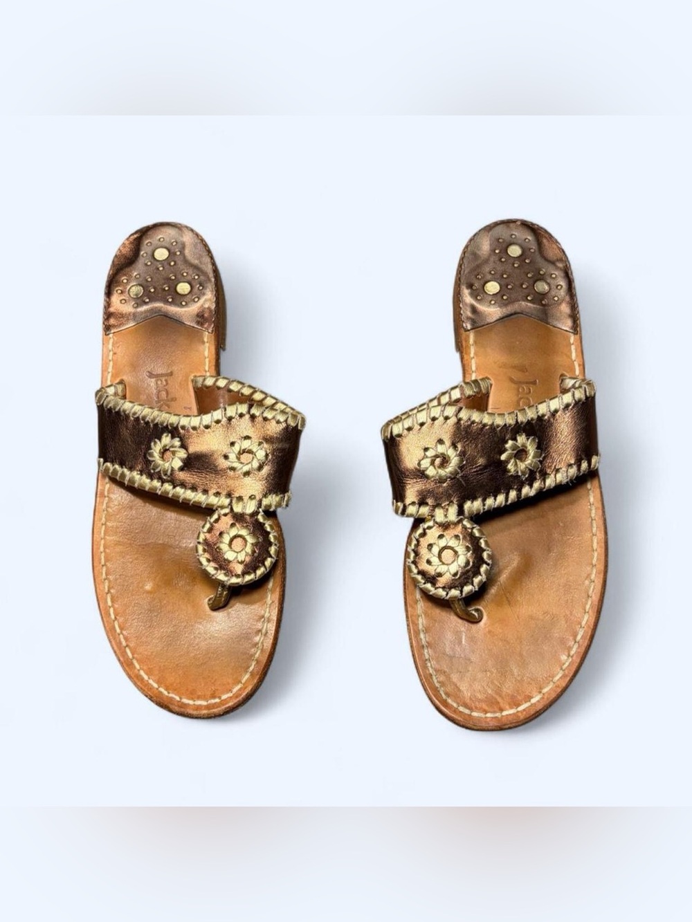 Y2K Western Brown Leather Sandals by Jack Rogers!